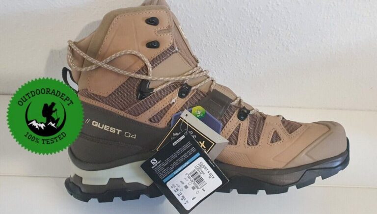 a closeup of Salomon Quest 4, considered the best hiking boots for women in 2025