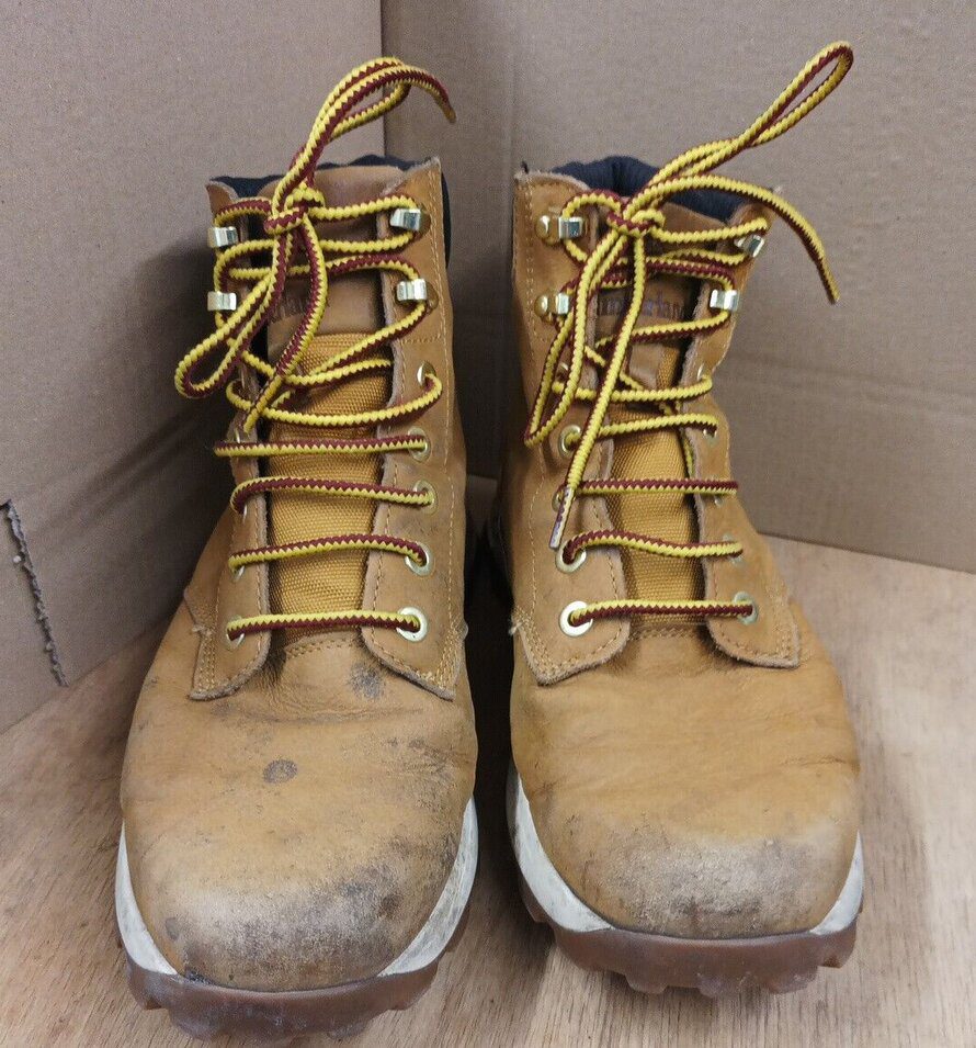 a pair of timberland boots