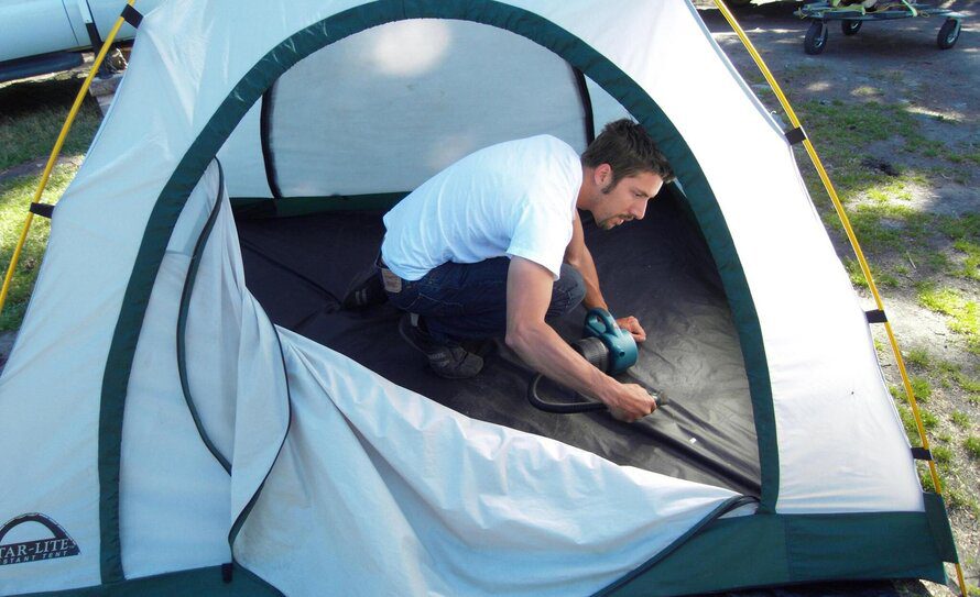 cleaning a tent