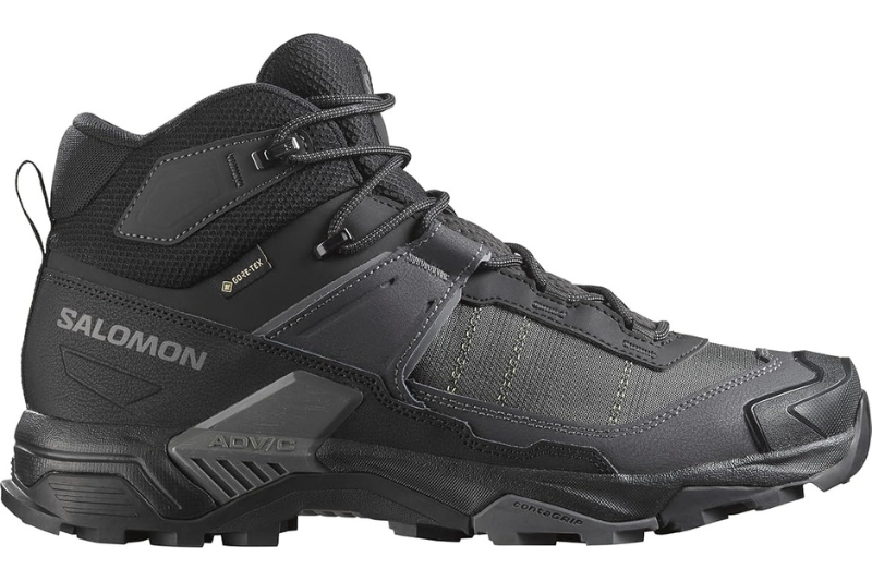 5 Best Hiking Boots for Wide Feet (2026 Buying Guide) Salomon X Ultra 5 Mid Hiking Boot. Side view of a single boot