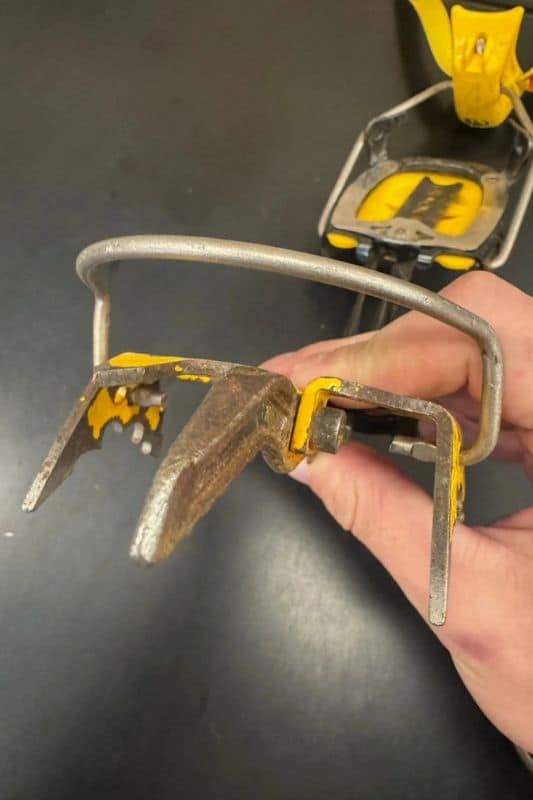 The Best 8 Crampons For Mountain Climbing Close up on the front of Black Diamond crampons