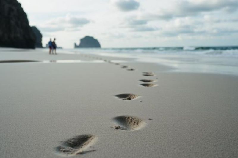 Hiking With Flat Feet: Expert Guide to Stronger Arches on the Trail Footsteps on the shore of the beach