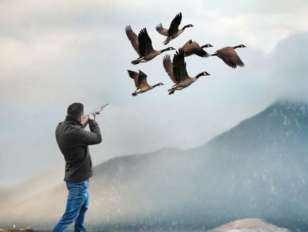 The Hiker's Guide to Backpack Hunting Man hunting flying ducks