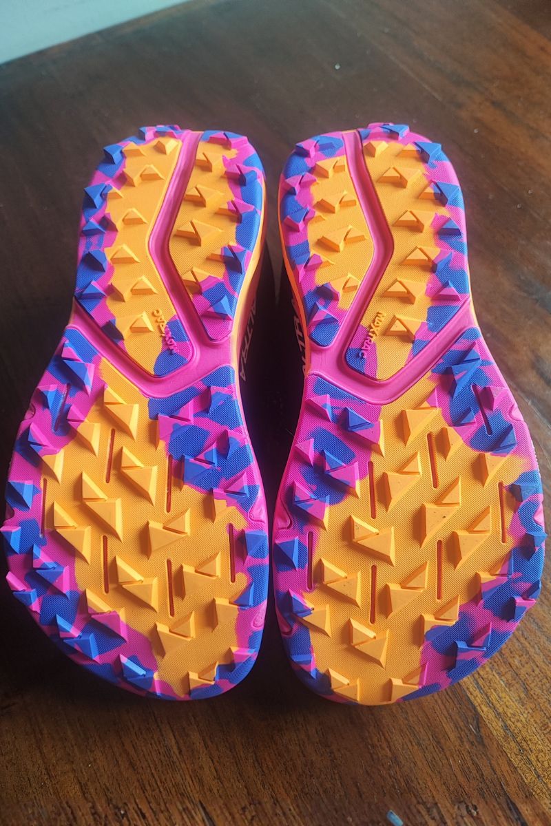 Altra Experience Wild 3 Review (Best Road-to-Trail?) the Wild 3 with the bottom up. the jugs and color pattern are clearly visible