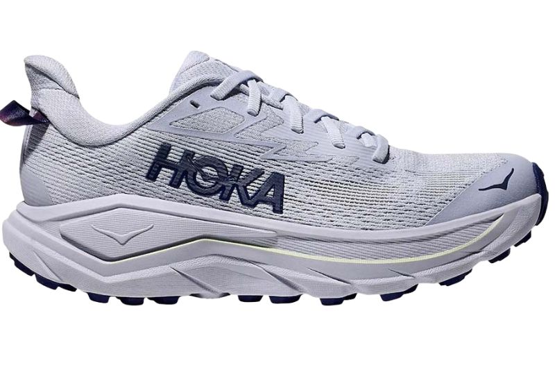 HOKA Challenger 8 Review Side profile of the HOKA Challenger 8 trail running shoe.
