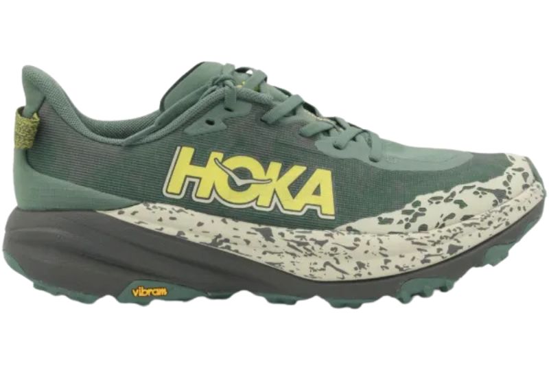 Side view of the HOKA Speedgoat 6 compared with the HOKA Challenger 8 for trail running.
