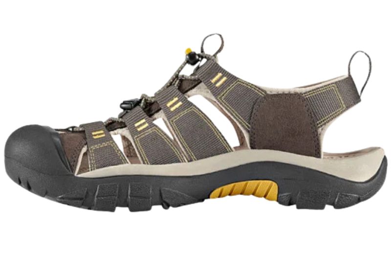 Side view of the KEEN Newport H2 closed-toe hiking sandal with protective rubber toe cap