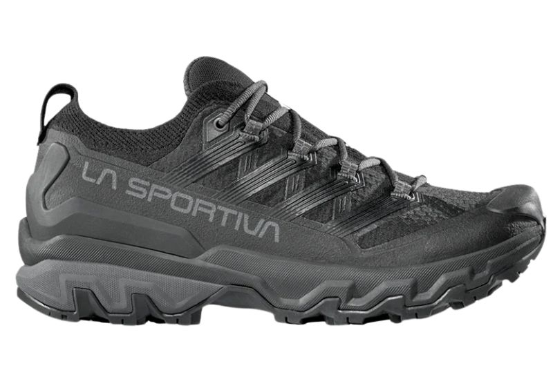 La Sportiva Ultra Raptor 3 Review Studio side view of the La Sportiva Ultra Raptor 3 hiking shoe isolated on a light background