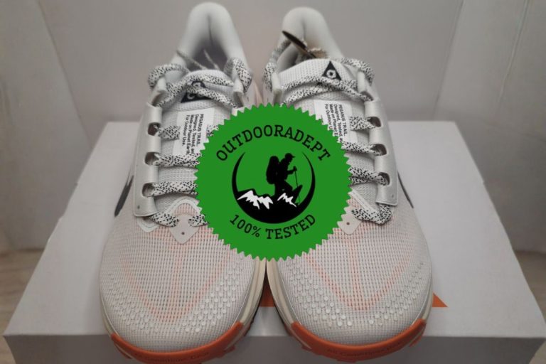 Nike ACG Pegasus Trail shoes showing the wide toe box and protective toe bumper