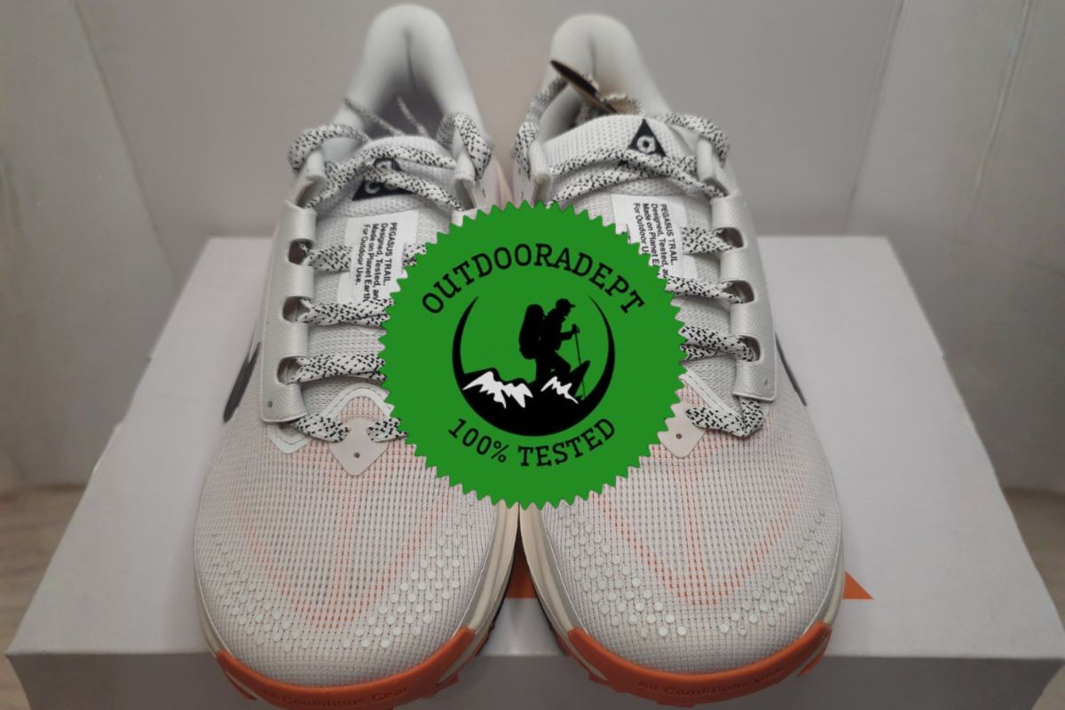 Nike ACG Pegasus Trail shoes showing the wide toe box and protective toe bumper