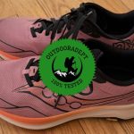 Pink Saucony Peregrine 16 trail running shoes with the Vibram Megagrip outsole