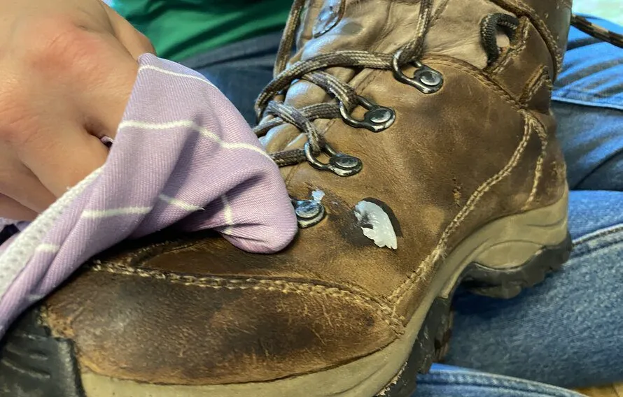 applying wax treatment to my leather hiking boots