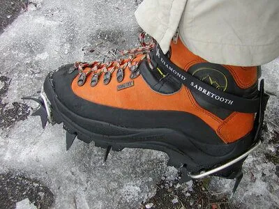 using hiking claws on icy terrain