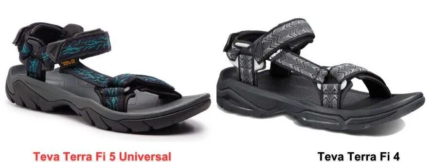 Teva Terra Fi 5 Universal vs Teva Terra Fi 4 side by side