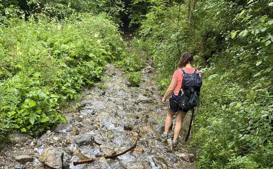 author christina utz hiking in the summer in the romanian mountains